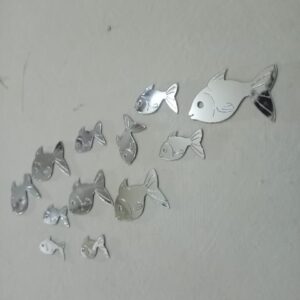 30 Pcs  Acrylic Fishes Mirror Wall Art Decor Fishes Mirror Stickers Decals for Kids Girls Bedroom Bathroom Playroom silver - Image 1