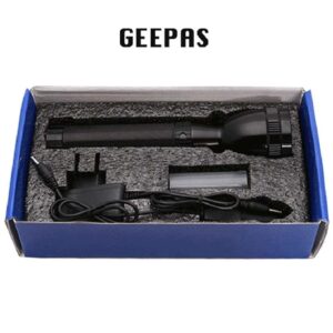 NEW EMERGENCY GePass Rechargeable LED Flashlight, 100,000 Hours of LED Life, Long Range Beam, CREE LED, Outdoor and Indoor Lights, Bright Light, Camping Torch | GeePas RL 601 - Image 3