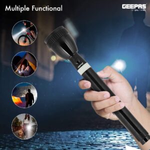 NEW EMERGENCY GePass Rechargeable LED Flashlight, 100,000 Hours of LED Life, Long Range Beam, CREE LED, Outdoor and Indoor Lights, Bright Light, Camping Torch | GeePas RL 601 - Image 1