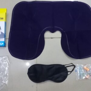 3 in 1 Combo Travel Kit of Neck Pillow, Eye Mask and Ear Plug (Random Colour) - Image 3