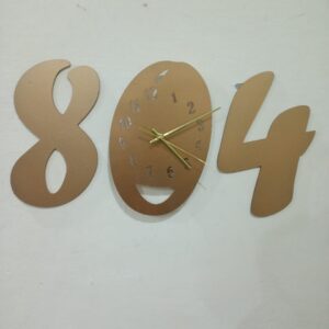 3d wall clock Wooden  Golden color  Wall Clock (804) - Image 3