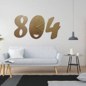 3d wall clock Wooden  Golden color  Wall Clock (804) - Image 2