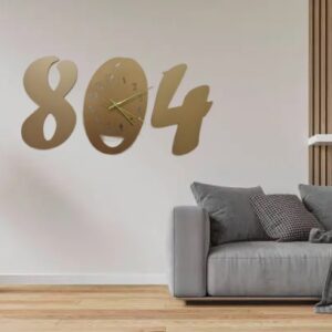 3d wall clock Wooden  Golden color  Wall Clock (804) - Image 1