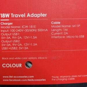 Itel 18w QC3.0 Fast charge Adapter with Fast charging with Micro Cable - Image 3