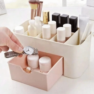 Plastic Makeup Storage Box With Small Drawer For Bathroom, Organizer Drawers, Makeup Brush Organizer Space- Saving Space Storage Box(random color) - Image 4