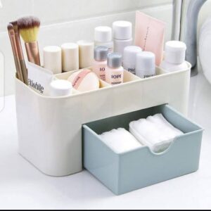 Plastic Makeup Storage Box With Small Drawer For Bathroom, Organizer Drawers, Makeup Brush Organizer Space- Saving Space Storage Box(random color) - Image 3