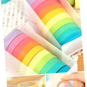 10 Rolls Chic Washi Tape Colorful Rainbow Design Removable Decorative Tape for DIY Stationery Wrapping Photo Album (Random Color) - Image 3
