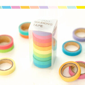 10 Rolls Chic Washi Tape Colorful Rainbow Design Removable Decorative Tape for DIY Stationery Wrapping Photo Album (Random Color) - Image 4