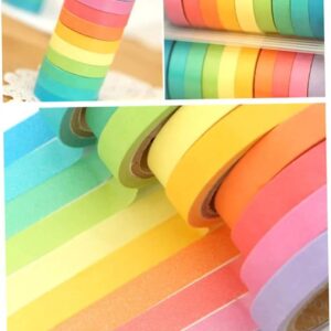 10 Rolls Chic Washi Tape Colorful Rainbow Design Removable Decorative Tape for DIY Stationery Wrapping Photo Album (Random Color) - Image 2