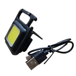 Rechargeable Key-Chain Mini Cob LED Flashlight | LED Flashlight Key-Chain With Bottle Opener ( Black Color ) - Image 2