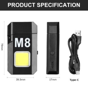 DH-001 COB Led Flashlight With Lighters Dual Arc Pulse Flameless Lighter Type C Rechargeable Lighter Work Light Mini Light Men's Gift | Dual Arc Pulse Flameless Lighter - Image 1