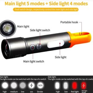 Rechargeable Tactical Flashlight High Lumens, Brightest Flashlights for Emergencies Camping COB Sidelight, Zoomable Multicolor Lenses Flashlight Hiking Hunting - Image 4