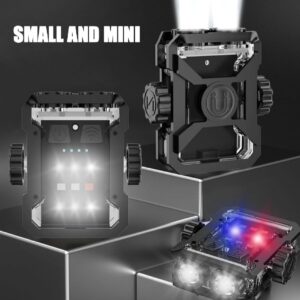 Magnetic Mini EDC Flashlight 1000 Lumens Keychain Flashlights 8 Modes Pocket Flash Light with White Red Blue Lights Small Flashlight for Camping, Running, Emergency, Hiking (Black) - Image 4