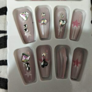 10 PCs Fake Nails False Nails Wearable Nails Stylish Pattern Artificial Nails | Fake Nails For Girls | Artificial Nails For Women with Sticking Dots ( Random Design ) - Image 5