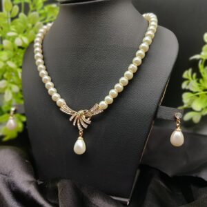 Imported Timeless Pearl Necklace Set with Radiant Pendant & Earrings | Girls & Women Fashion - Image 1
