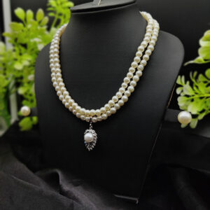 Imported Elegant Double-Strand Pearl Necklace with Delicate Pendant | Girls & Women Fashion - Image 1