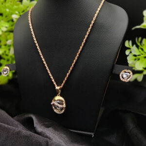 Imported Timeless Elegance Gold Pendant Necklace Set with Radiant Crystals | Girls & Women Fashion - Image 1