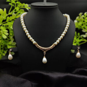 Imported Elegant Gold-Plated Pearl Necklace with Teardrop Pendant | Girls & Women Fashion - Image 1