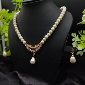 ? Imported Pearl Perfection Dual-Strand Necklace Set with Elegant Teardrop Pendant ? | Artificial Necklace For Girls & Women - Image 1