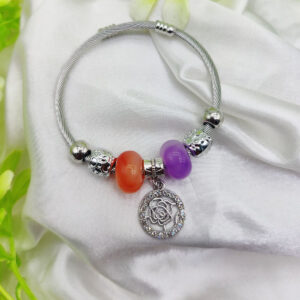 1 Piece Imported Elegant Pandora Bracelet with Rose Charm and Beaded Accents | Best Quality Bracelet For Girls & Women | Girls & Women Jewellery - Image 1