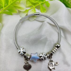 1 Piece Imported Elegant Pandora-Style Charm Bracelet - Starry Opalescent Design | Best Quality Artificial Bracelet For Girls & Women - Image 1