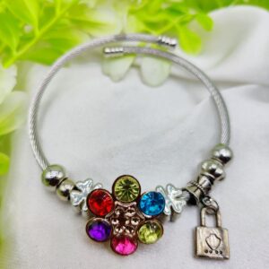 1 Piece Imported Elegant Multicolor Stone Charm Pandora Bracelet | Best Quality Bracelet For Girls & Women - Image 1