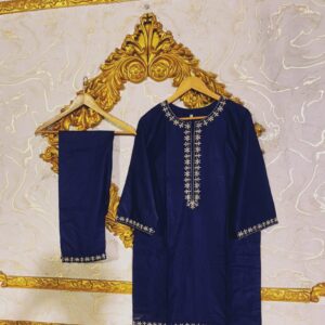 2pcs Stitched Suits 2 Pcs Elegant Women's Stitched Embroidered Linen Shirt And Trouser - Image 2