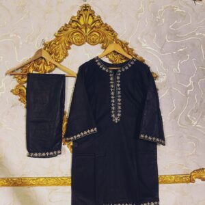 2pcs Stitched Suits 2 Pcs Elegant Women's Stitched Embroidered Linen Shirt And Trouser - Image 5