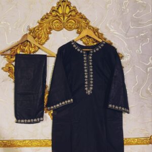 2pcs Stitched Suits 2 Pcs Elegant Women's Stitched Embroidered Linen Shirt And Trouser - Image 4