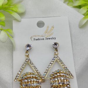 Imported Glamorous Triangle Drop Earrings with Rhinestone Accents | Girls Earrings | Women Earrings | Jewellery? - Image 2