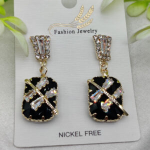 Imported Elegant Black Crystal Earrings with Sparkling Rhinestone Accents ? Nickel-Free| Girls Earrings | Women Earrings | Jewellery - Image 1