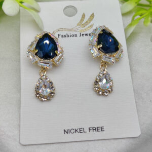 Imported Elegant Royal Blue Drop Earrings with Crystal Accents ? Nickel-Free| Girls Earrings | Women Earrings | Jewellery - Image 1
