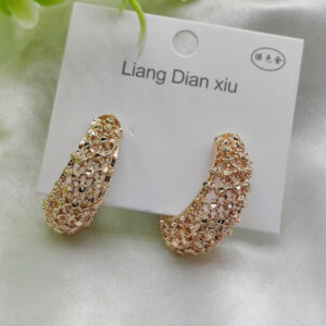 Imported Elegant Textured Hoop Earrings ? Dazzling Gold Finish Earrings - Luxurious Gold Finish | Best Quality Artificial Earrings For Girls & Women - Image 1