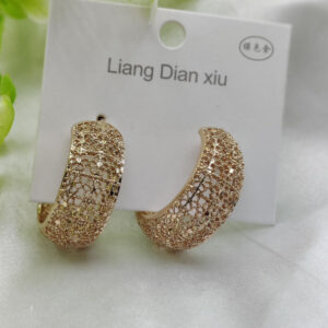 Imported Elegant Glitter Hoop Earrings - Statement Style Earrings - Luxurious Gold Finish | Best Quality Artificial Earrings For Girls & Women - Image 1