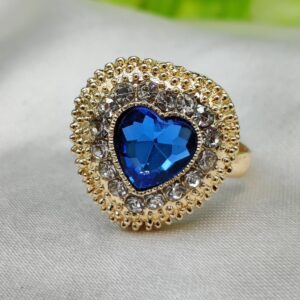 1 Piece Imported Heartfelt Elegance Blue Crystal Ring | Adjustable Ring ? Timeless Charm ?? | Best Quality Adjustable Ring For Girls & Women - Image 3