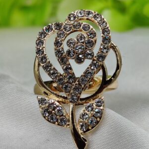 1 Piece Imported Sparkling Floral Elegance Adjustable Ring | Elegant Design Adjustable Ring For Girls & Women - Image 2