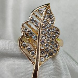 1 Piece Imported Elegant Crystal-Studded Leaf Ring | Best Quality Ring For Girls & Women | Adjustable Ring | Elegant Design Ring For Every Occasion? - Image 1