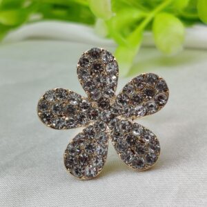 1 Piece Imported Sparkling Floral Crystal Ring ? Radiant Elegance in Every Petal! | Luxurious Design Ring | Adjustable Ring | Ring For Girls & Women - Image 2