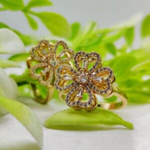 1 Piece Imported Dazzling Dual-Tone Floral Moveable Rings ?? | Luxurious Design Ring | Adjustable Ring | Ring For Girls & Women ? - Image 4