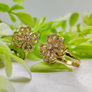 1 Piece Imported Dazzling Dual-Tone Floral Moveable Rings ?? | Luxurious Design Ring | Adjustable Ring | Ring For Girls & Women ? - Image 5