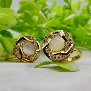 1 Piece Imported Elegant Dual-Tone Floral Gemstone Rings - Timeless Design ?? | Luxurious Design Ring | Adjustable Ring | Ring For Girls & Women ? - Image 5