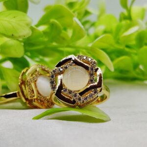 1 Piece Imported Elegant Dual-Tone Floral Gemstone Rings - Timeless Design ?? | Luxurious Design Ring | Adjustable Ring | Ring For Girls & Women ? - Image 4