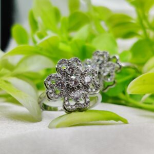 1 Piece Imported Elegant Moveable Floral Cluster Ring with Sparkling Zircon Detailing ?? | Luxurious Design Ring | Adjustable Ring | Ring For Girls & Women ? - Image 3