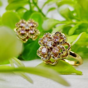 1 Piece Imported Elegant Moveable Floral Cluster Ring with Sparkling Zircon Detailing ?? | Luxurious Design Ring | Adjustable Ring | Ring For Girls & Women ? - Image 2