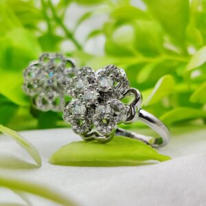 1 Piece Imported Elegant Moveable Floral Cluster Ring with Sparkling Zircon Detailing ?? | Luxurious Design Ring | Adjustable Ring | Ring For Girls & Women ? - Image 4