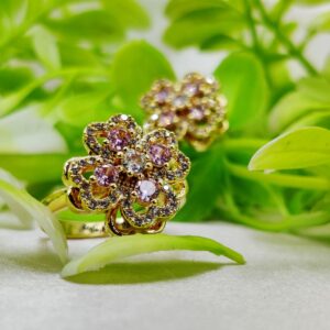 1 Piece Imported Elegant Moveable Floral Cluster Ring with Sparkling Zircon Detailing ?? | Luxurious Design Ring | Adjustable Ring | Ring For Girls & Women ? - Image 1