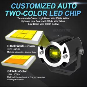 MAXGTRS Motorcycle Led Headlight Mini Projector Lens Tri-model Driving Auxiliary Scooter Spotlamp - Image 4