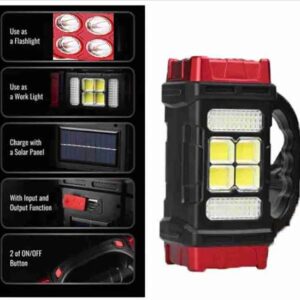 HB-2678 Solar LED Flashlight Portable USB Rechargeable Flashlight COB Torch Light Powerful Solar Light for Camping - Image 5