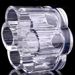 6 Slot Round Shape Lipstick Organizer Flower Shape Clear Acrylic Makeup Cosmetic Jewelry Storage Case Makeup Brush Holder Cosmetic Organizer Storage Box - Image 3