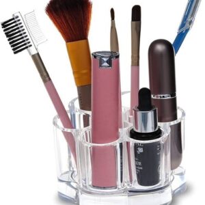 6 Slot Round Shape Lipstick Organizer Flower Shape Clear Acrylic Makeup Cosmetic Jewelry Storage Case Makeup Brush Holder Cosmetic Organizer Storage Box - Image 1